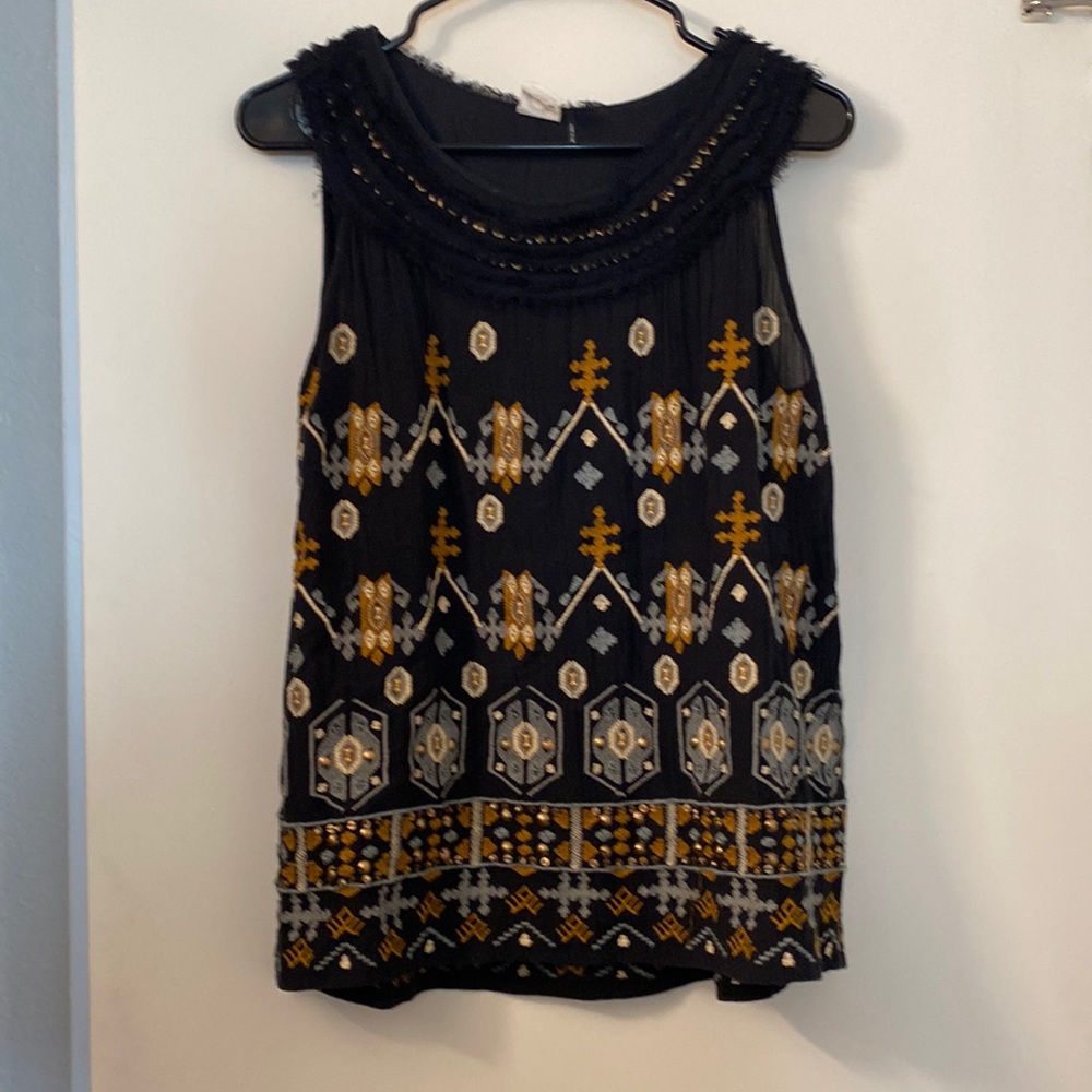 Anthropologie Akemi + Kim sleeveless embellished blouse